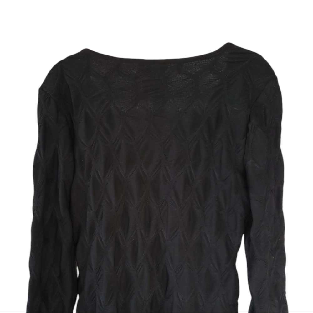 B Darlin Black Chevron Textured Long Sleeve Bodycon Mini Dress L Indie Sleaze - Picture 3 of 12